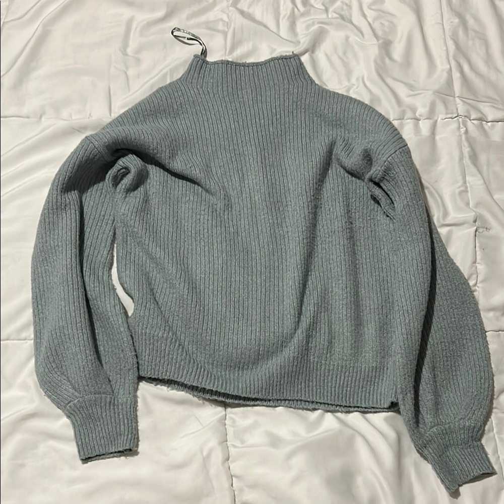 Women's Light Blue Ribbed Sweater